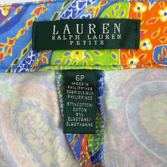 Lauren Ralph Lauren Paisley Rainbow Pants Women's Petite 6P Hippy Boho Woodstock - Picture 9 of 10